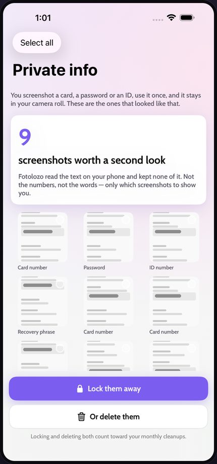 Fotolozo on iPhone — The screenshots you forgot about