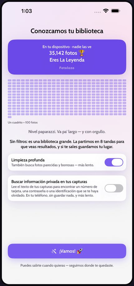 Fotolozo on iPhone — Qué tan grande es tu galería