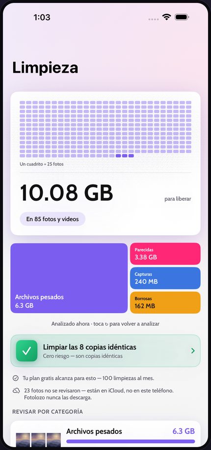 Fotolozo on iPhone — Qué se está comiendo tu espacio