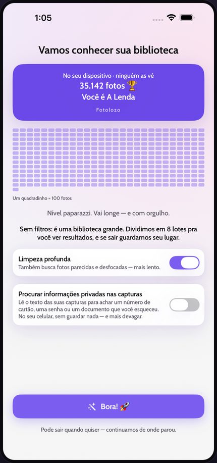 Fotolozo on iPhone — O tamanho real da sua galeria
