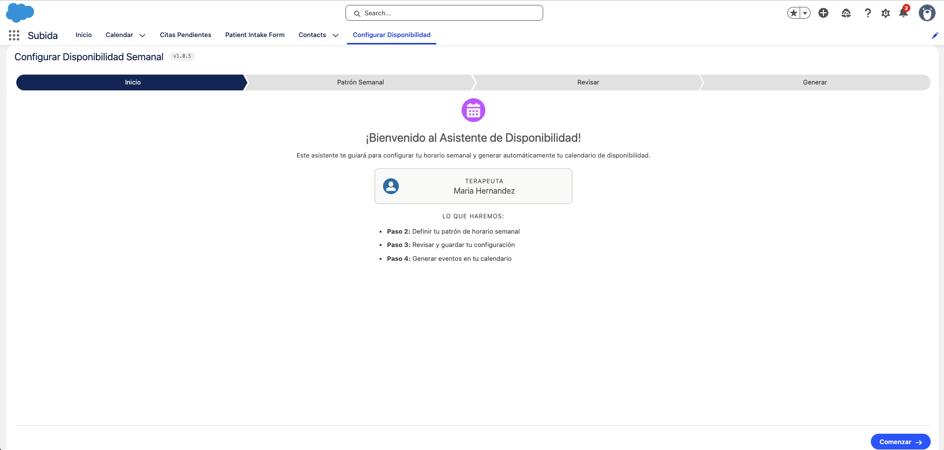 Bienvenida al asistente de disponibilidad